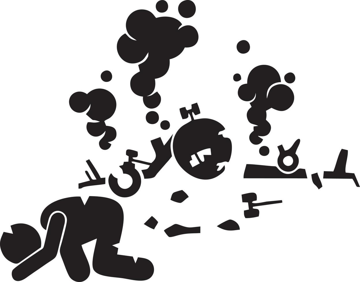 Airplane accident, airplane crash, icon symbol vector