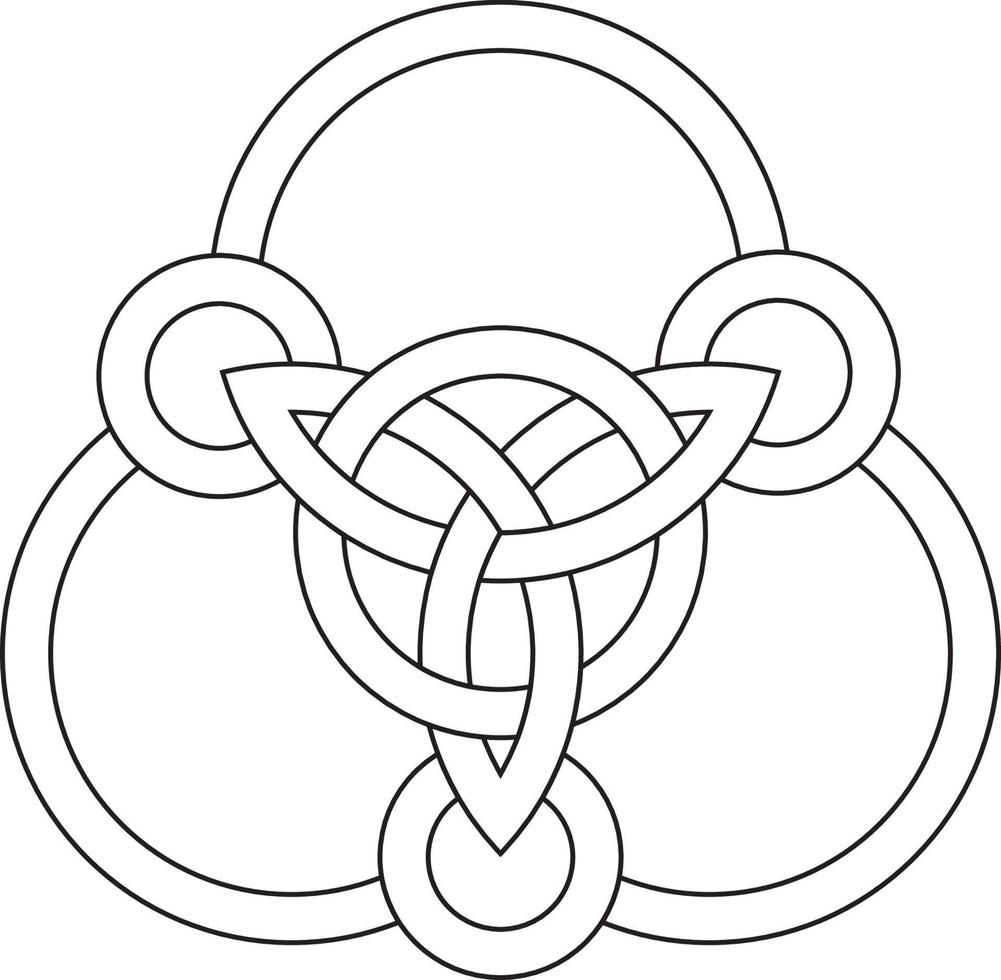 Celtic Knot Trinity Tattoo Design Line Pattern Hand Drawn Coloring Symbol Vector