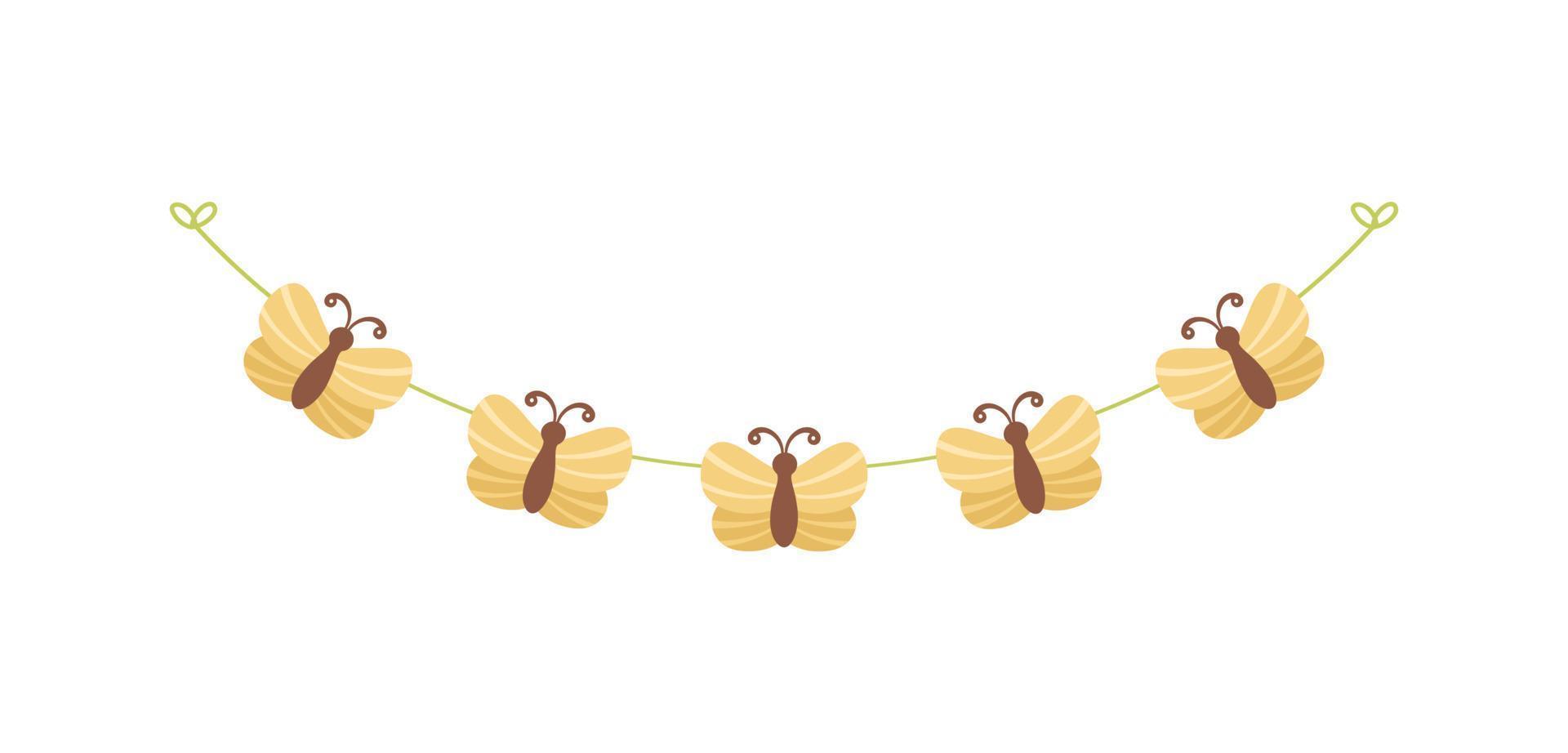 Cute Butterfly Garland, Spring Summer Nature Design Element vector