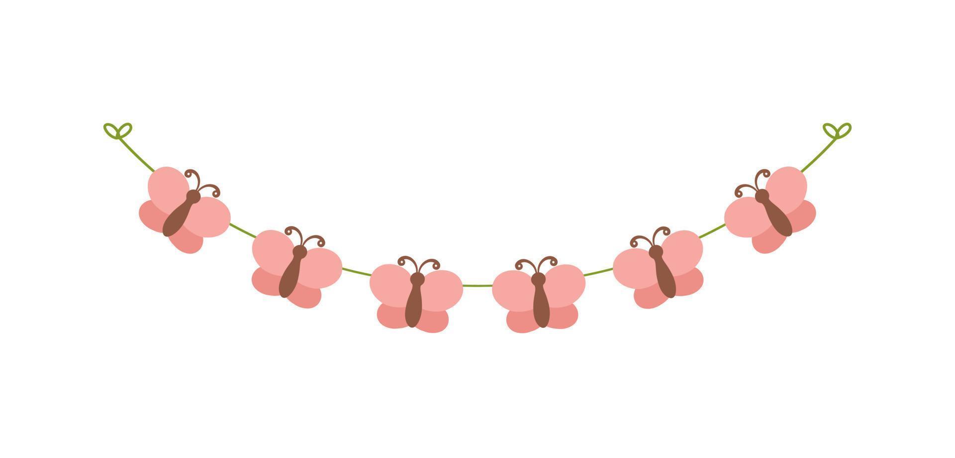 Cute Butterfly Garland, Spring Summer Nature Design Element vector