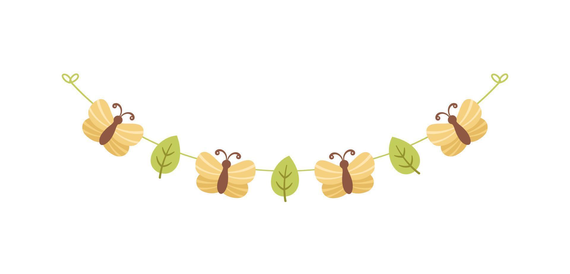 Cute Butterfly Garland, Spring Summer Nature Design Element vector