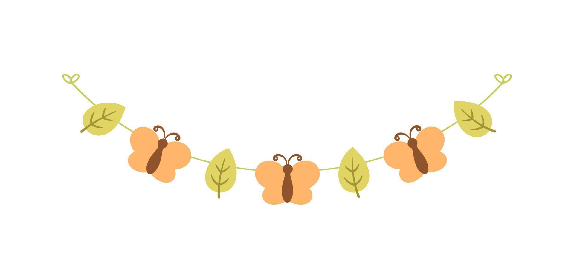 Cute Butterfly Garland, Spring Summer Nature Design Element vector