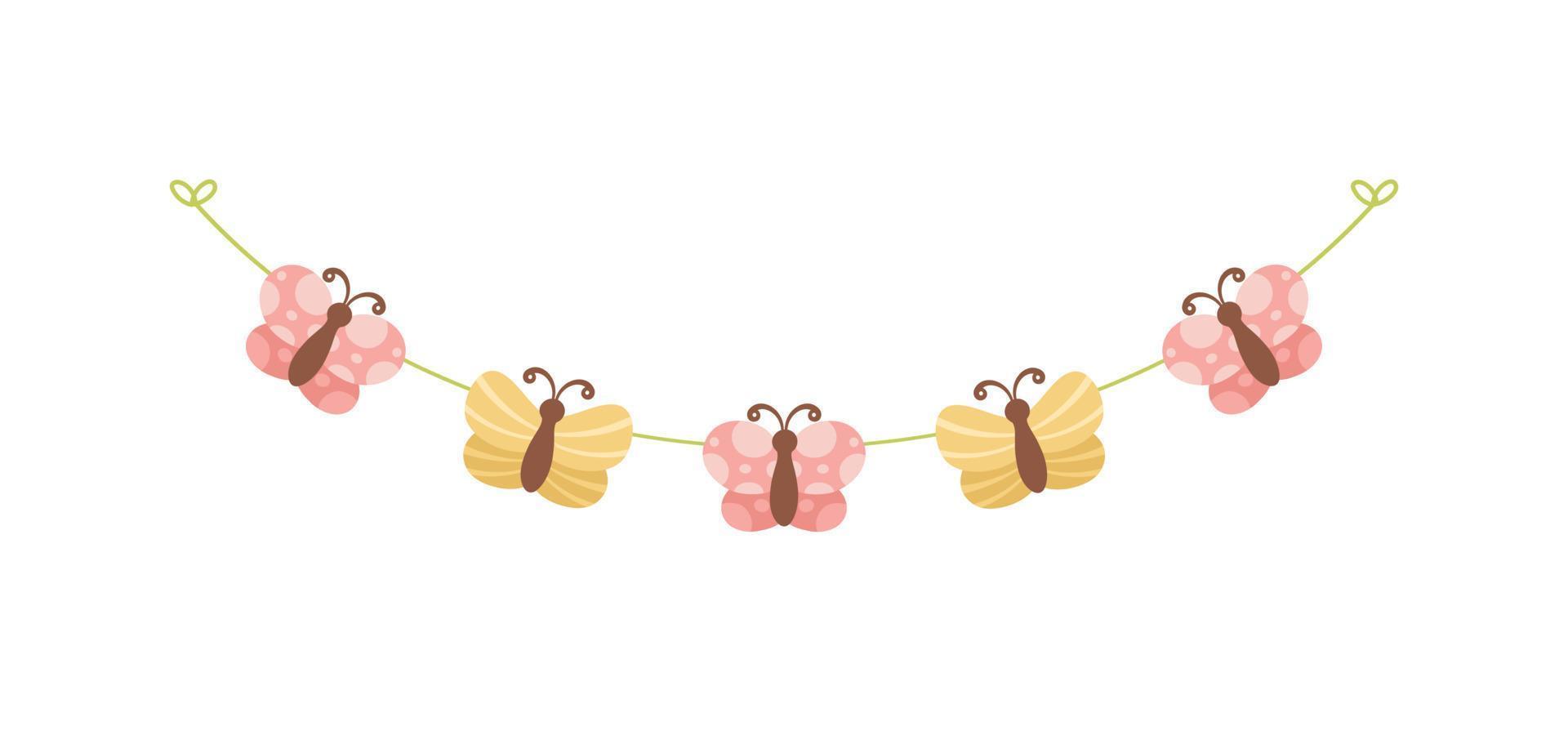 Cute Butterfly Garland, Spring Summer Nature Design Element vector