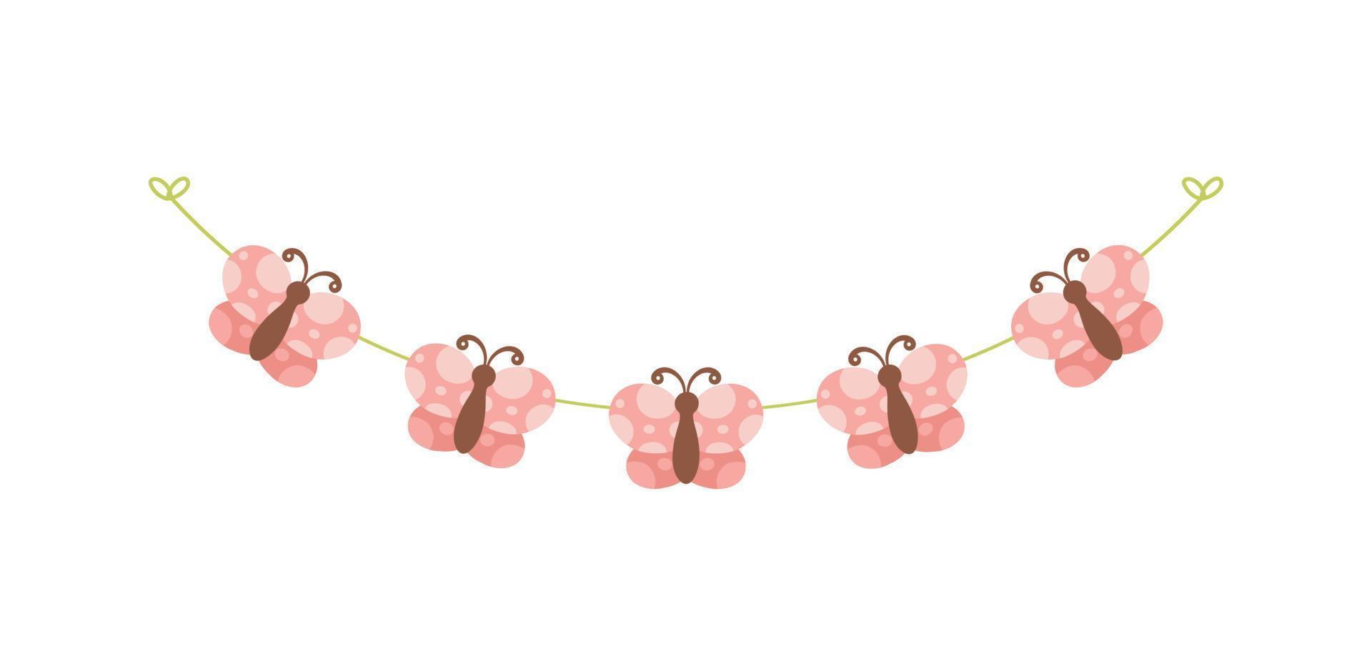 Cute Butterfly Garland, Spring Summer Nature Design Element vector