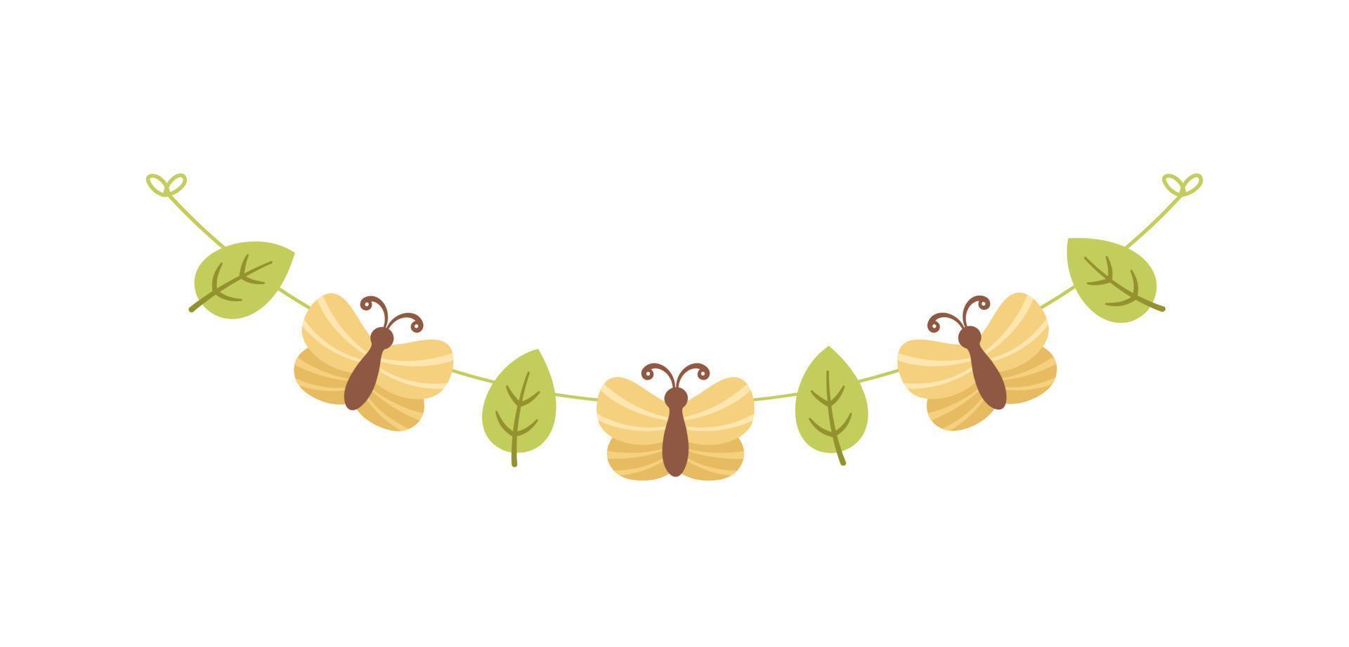 Cute Butterfly Garland, Spring Summer Nature Design Element vector