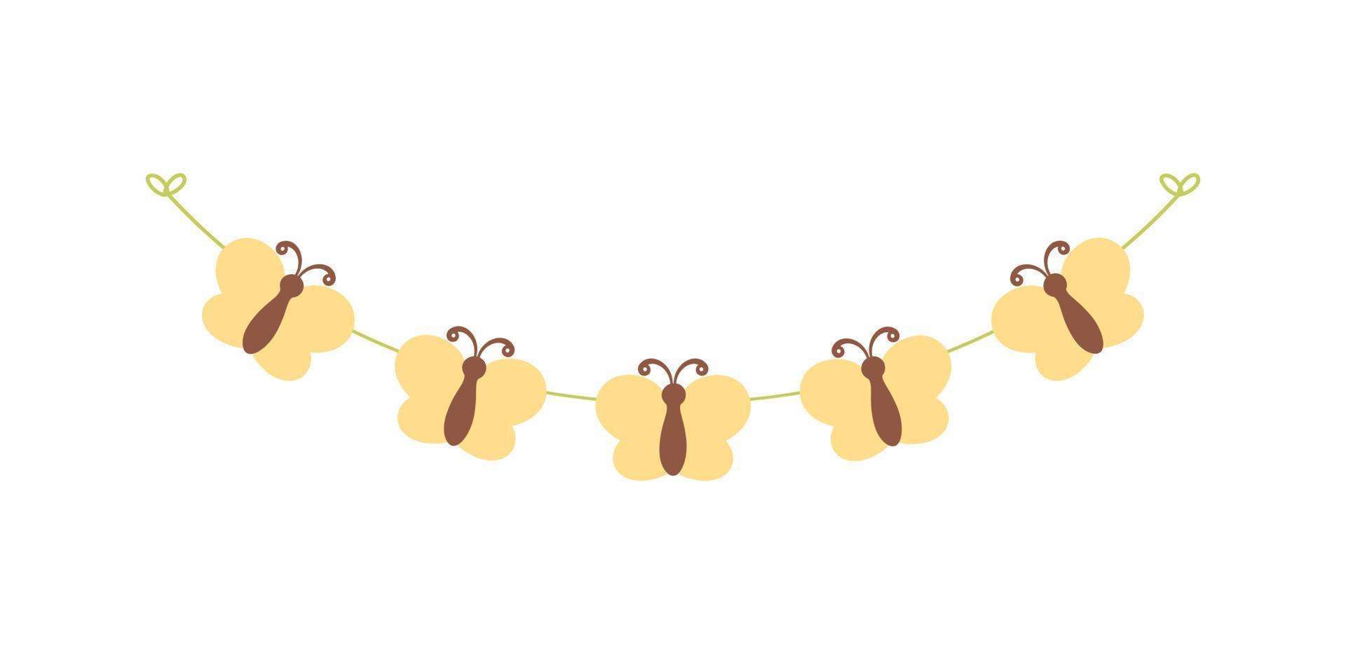Cute Butterfly Garland, Spring Summer Nature Design Element vector
