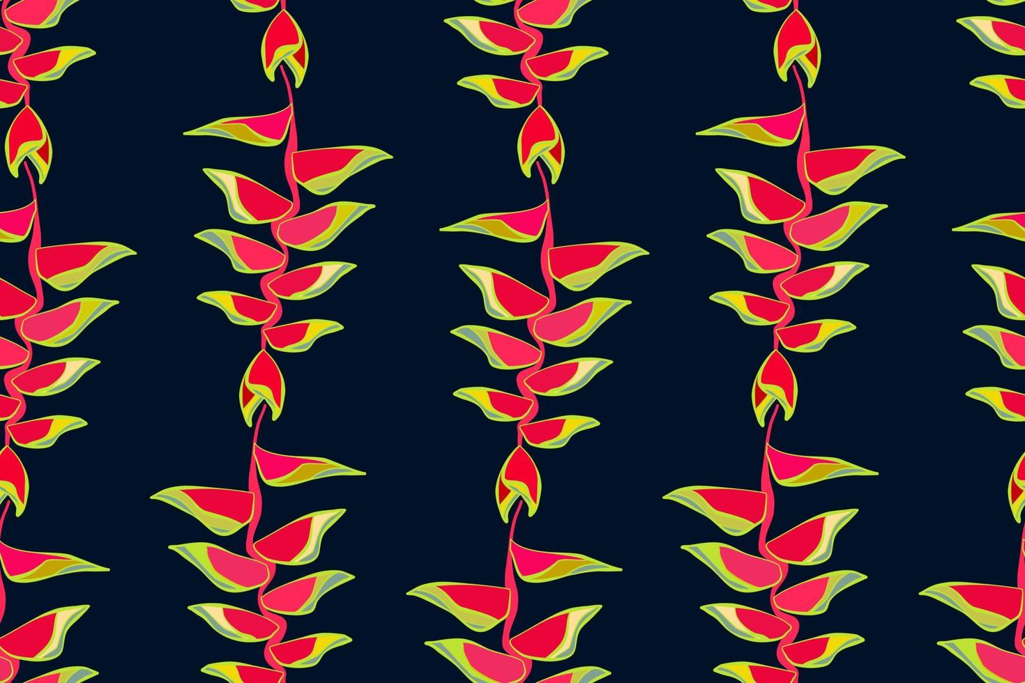 Modern Heliconia bird of paradise , anthurium, leaf seamless pattern.Tropical jungle leaves. Exotic plants, vector illustration Modern pattern seamless hand drawing design for fabric interior, textile