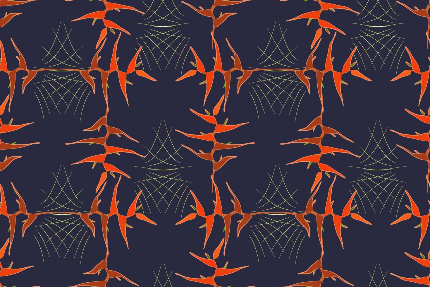 Modern Heliconia bird of paradise , anthurium, leaf seamless pattern.Tropical jungle leaves. Exotic plants, vector illustration Modern pattern seamless hand drawing design for fabric interior, textile