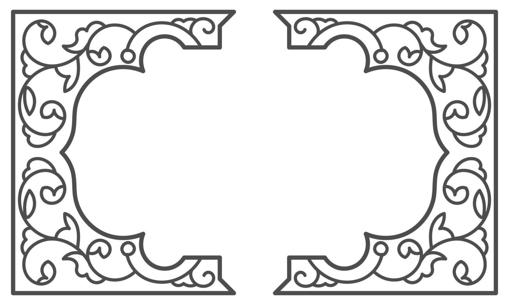 Traditional arabic floral frame in black and white colour. - Vector. vector