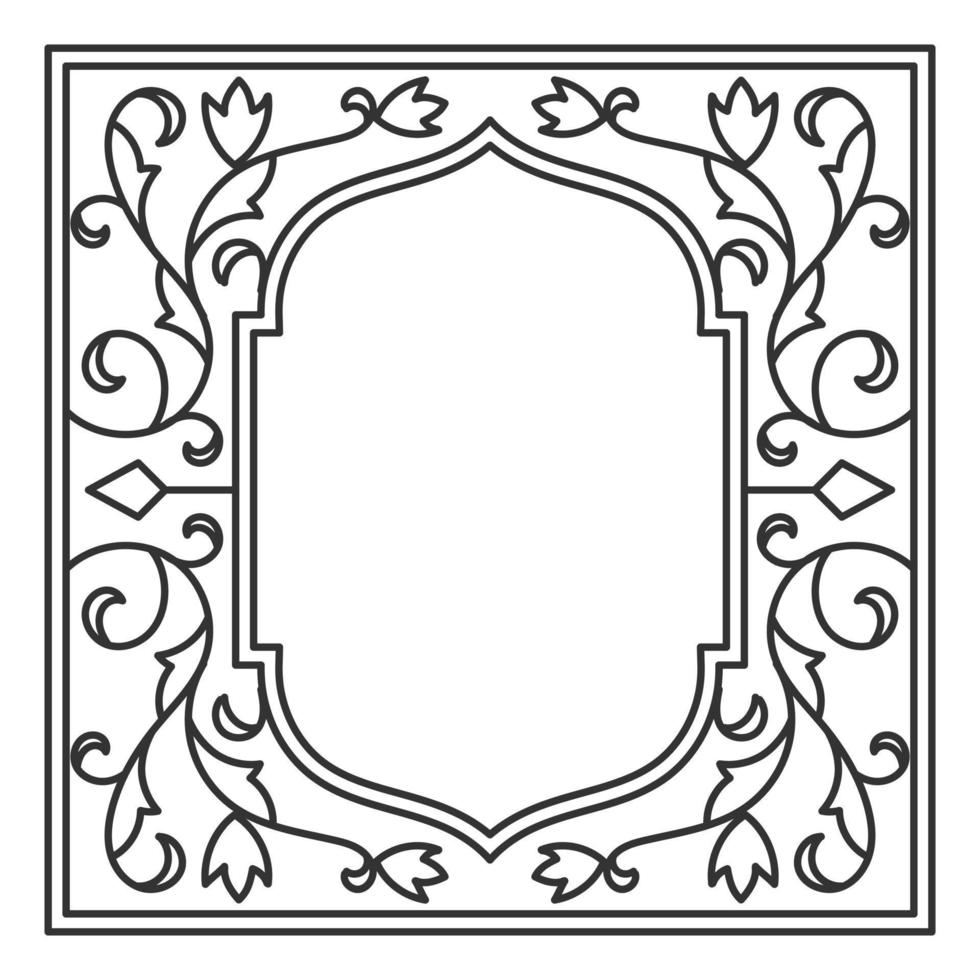 tradicional Arábica floral marco en negro y blanco color. - vector. vector