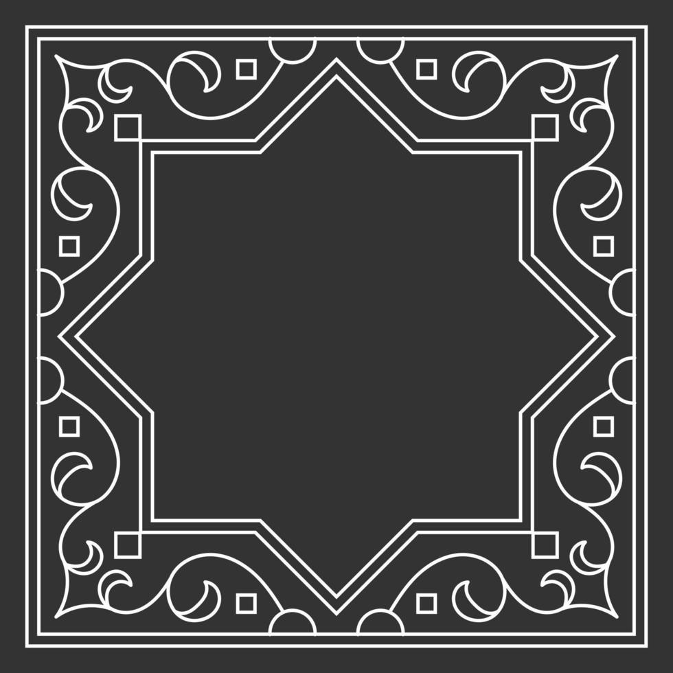 Traditional arabic floral frame in black and white colour. - Vector. vector