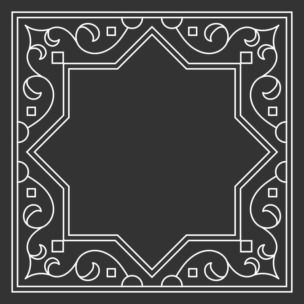 Traditional arabic floral frame in black and white colour. - Vector. vector