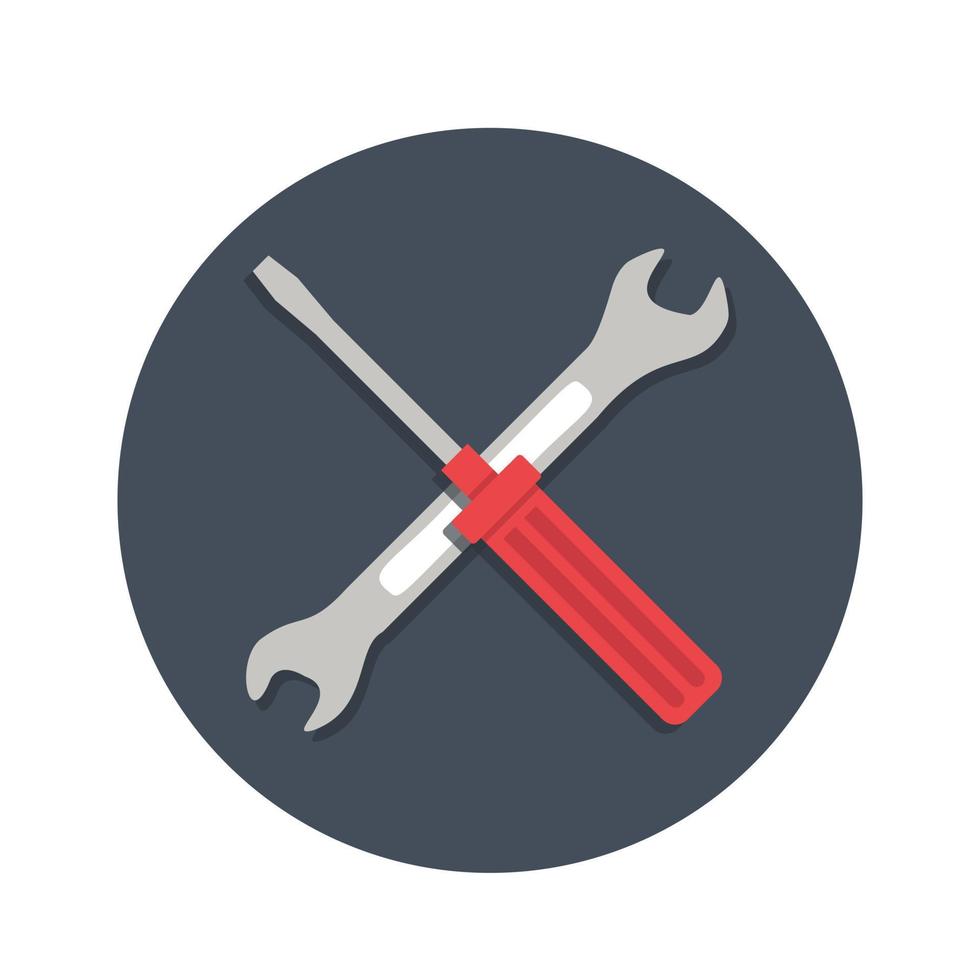 Repair icon. crossed wrench and screwdriver. maintenance, work tools, technical support concepts. modern flat design. - Vector. vector