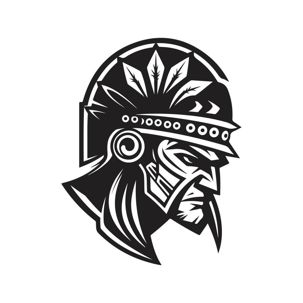 warrior, logo concept black and white color, hand drawn illustration vector