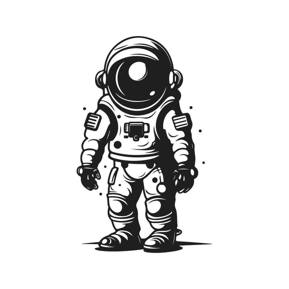 astronauta, logo concepto negro y blanco color, mano dibujado ilustración vector