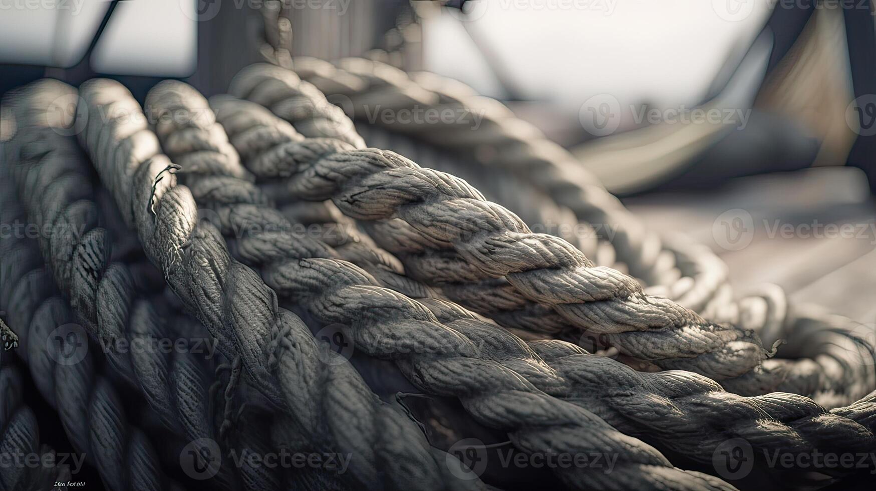 ropes of an old sailing ship Gorch Fock. . photo