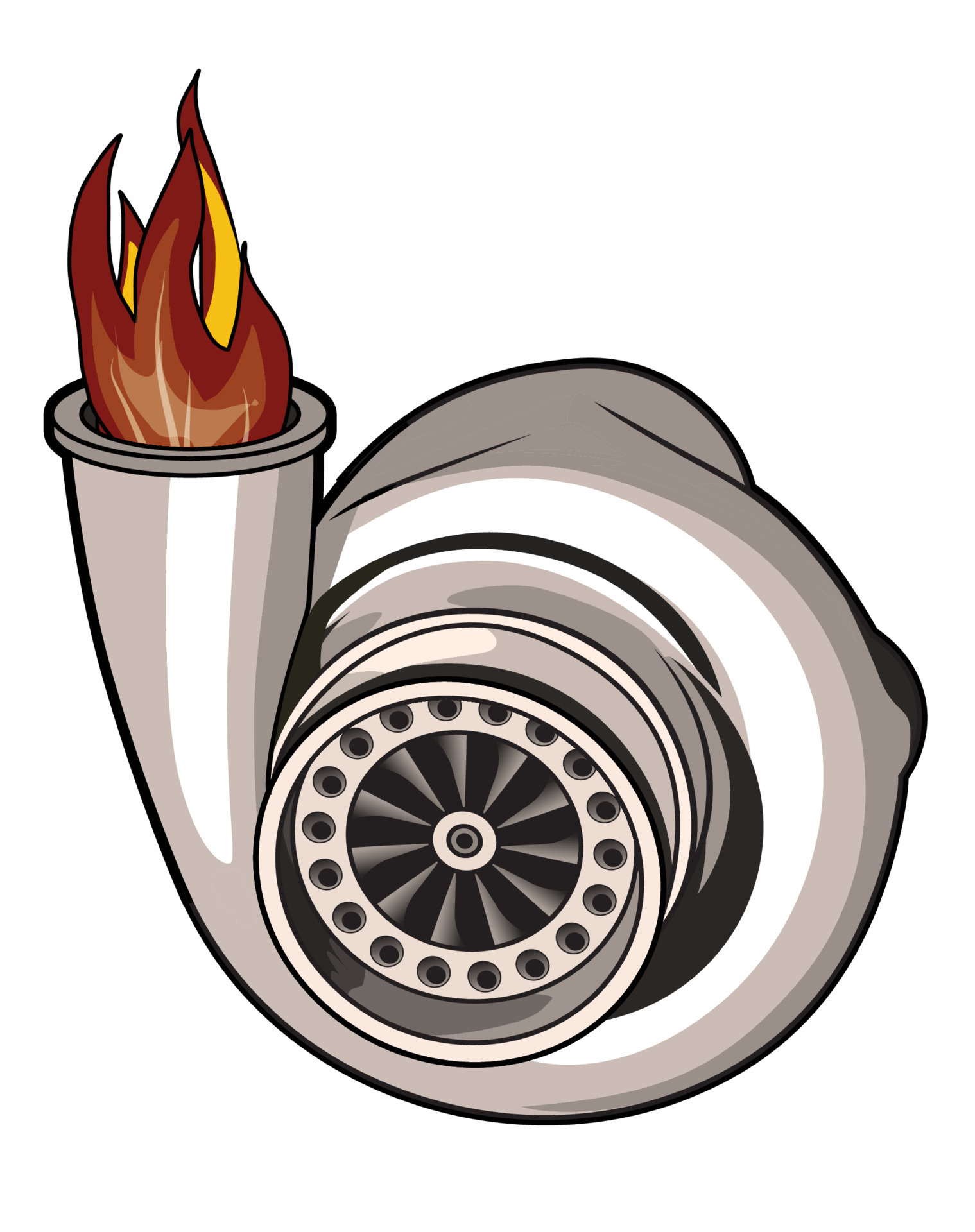 Turbo with fire on vector illustration hand drwan turbo 22141849 Vector