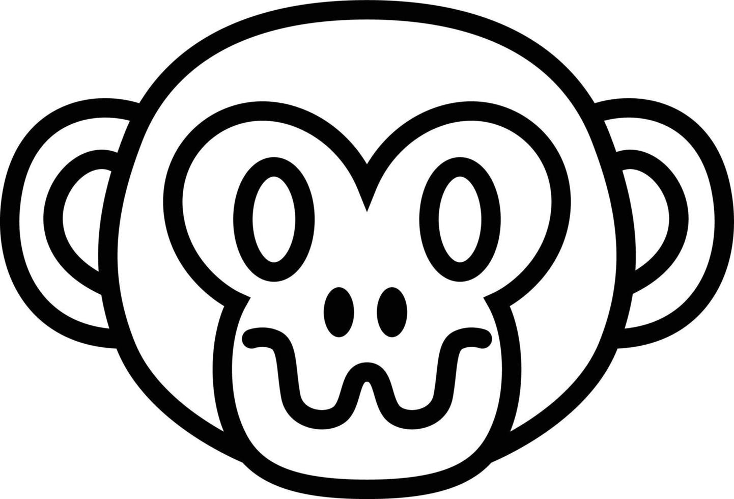 Crazy Monkey face icon black and white line style vector clip art