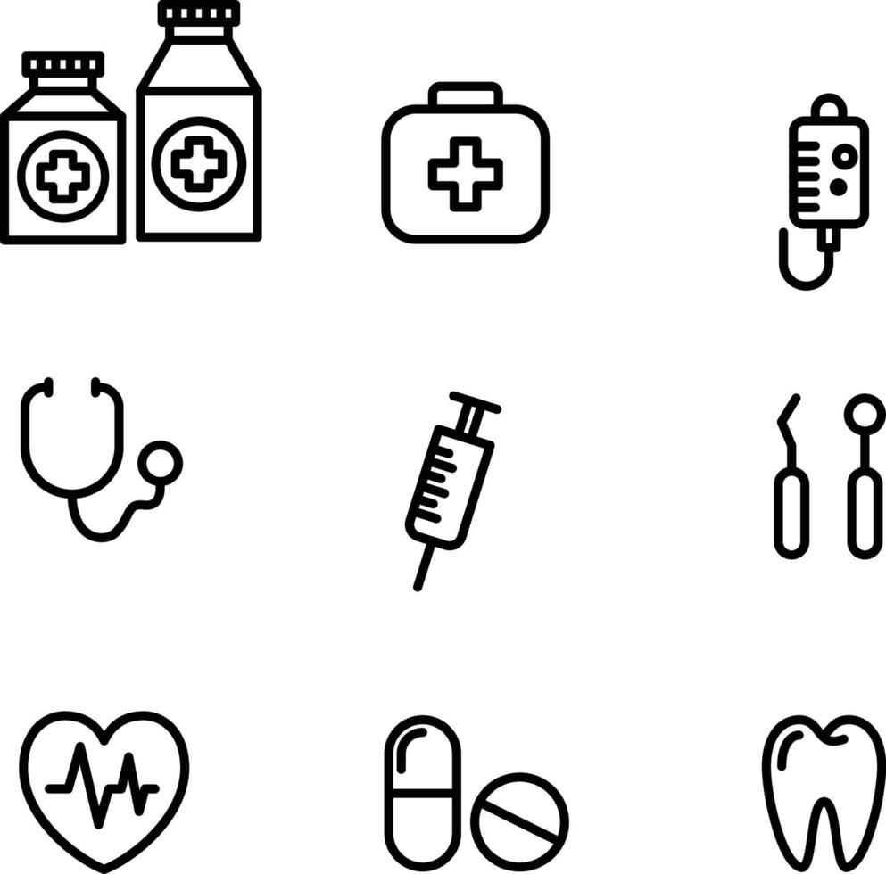 Medical icon set, Doctor's or nurses's health care-service icons simple vector style clip arts