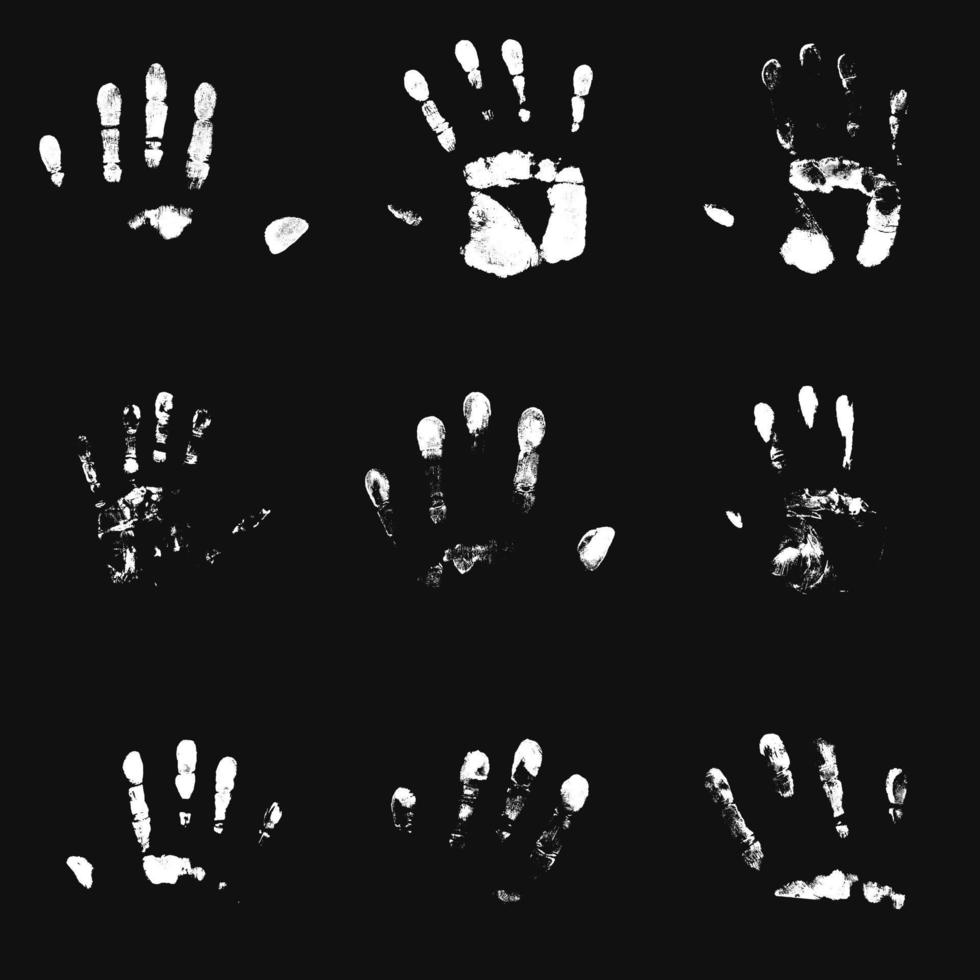 Print of hand of human, on black background. vector