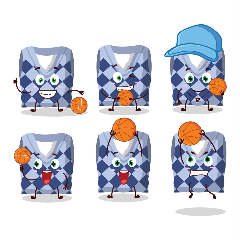 Talented blue school vest cartoon character as a basketball athlete vector