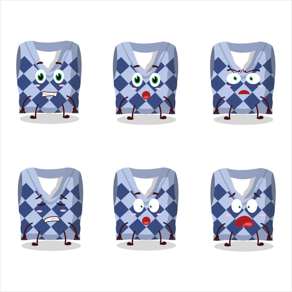 Character cartoon of blue school vest with scared expression vector