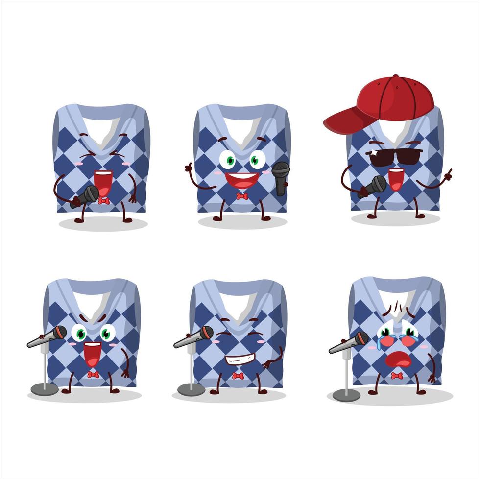 A Cute Cartoon design concept of blue school vest singing a famous song vector