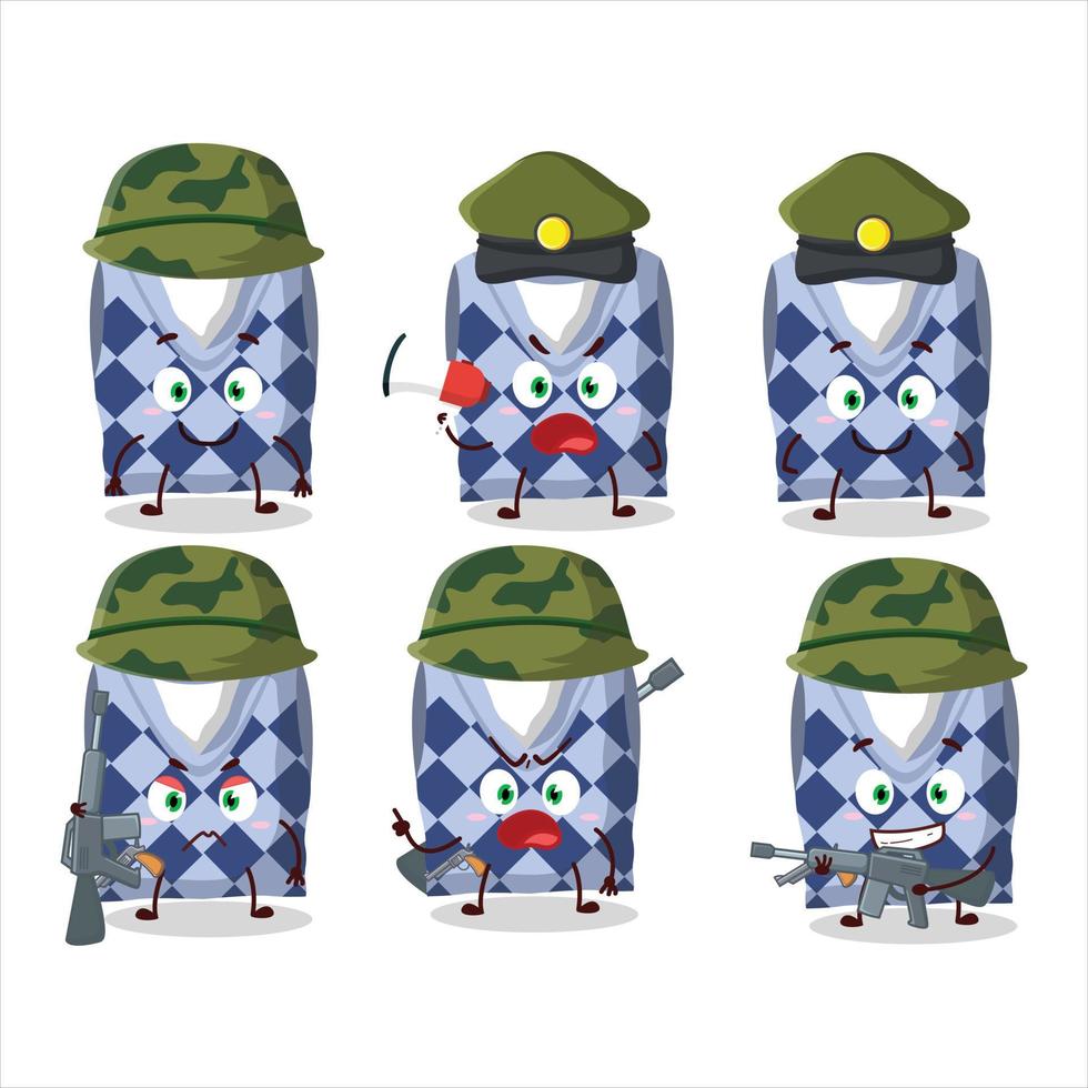 A charming soldier blue school vest cartoon picture bring a gun machine vector