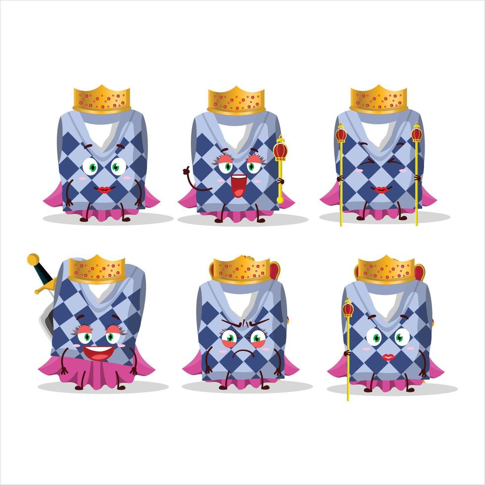Queen and her magic clothes cartoon of blue school vest wearing tiara vector