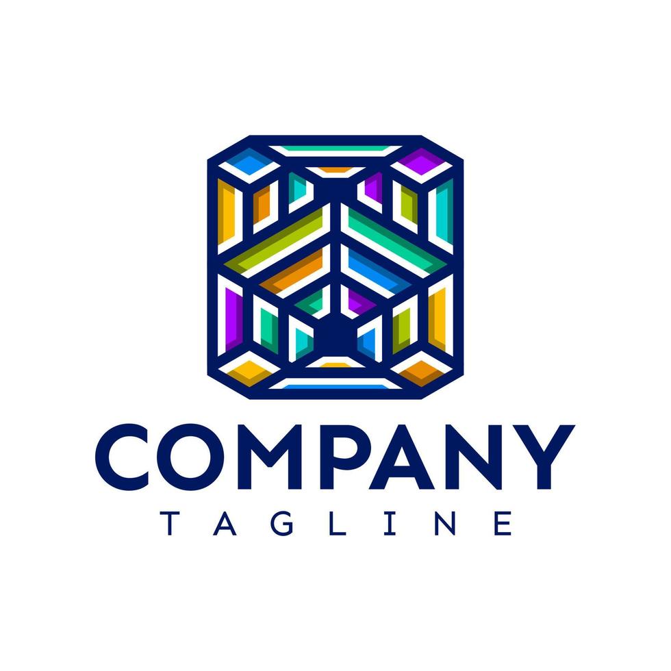 Modern colorful line geometric initial H logo design. Technology letter H logo. vector