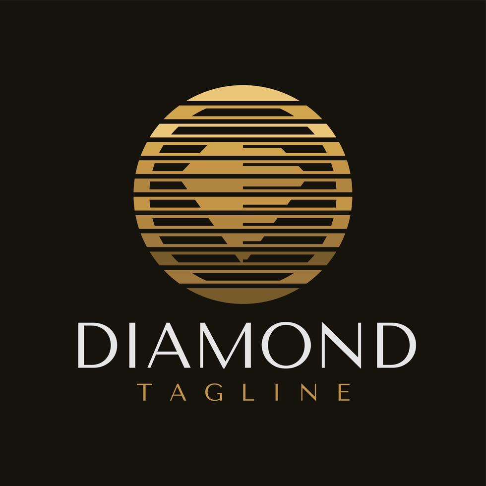 minimalista lineal línea joyería logo diseño. geométrico circulo diamante logo. vector