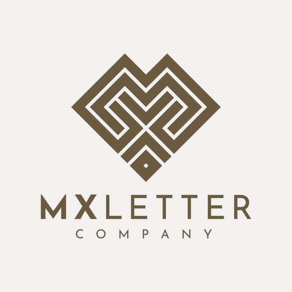 Minimalist line geometric letter M X MX XM logo design. Luxury initial MX logo. vector