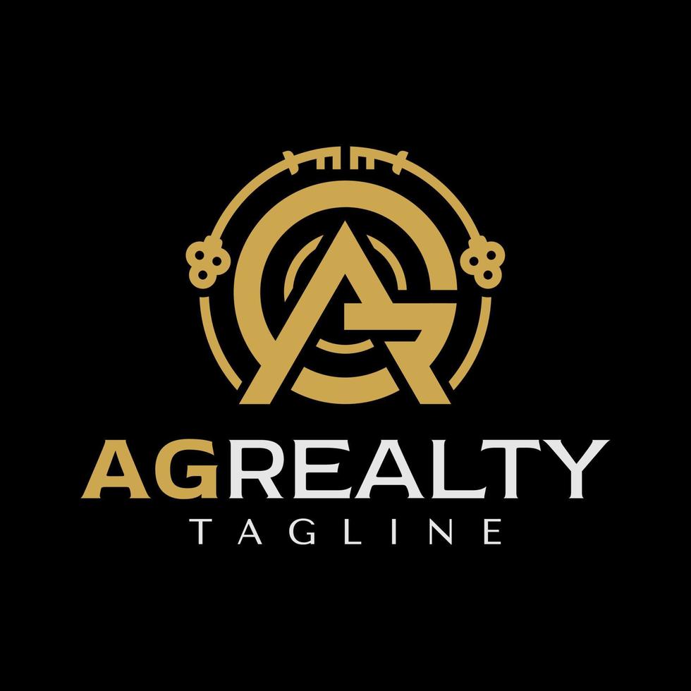 Luxury real estate letter A G AG GA logo design. Modern key building initial AG. vector