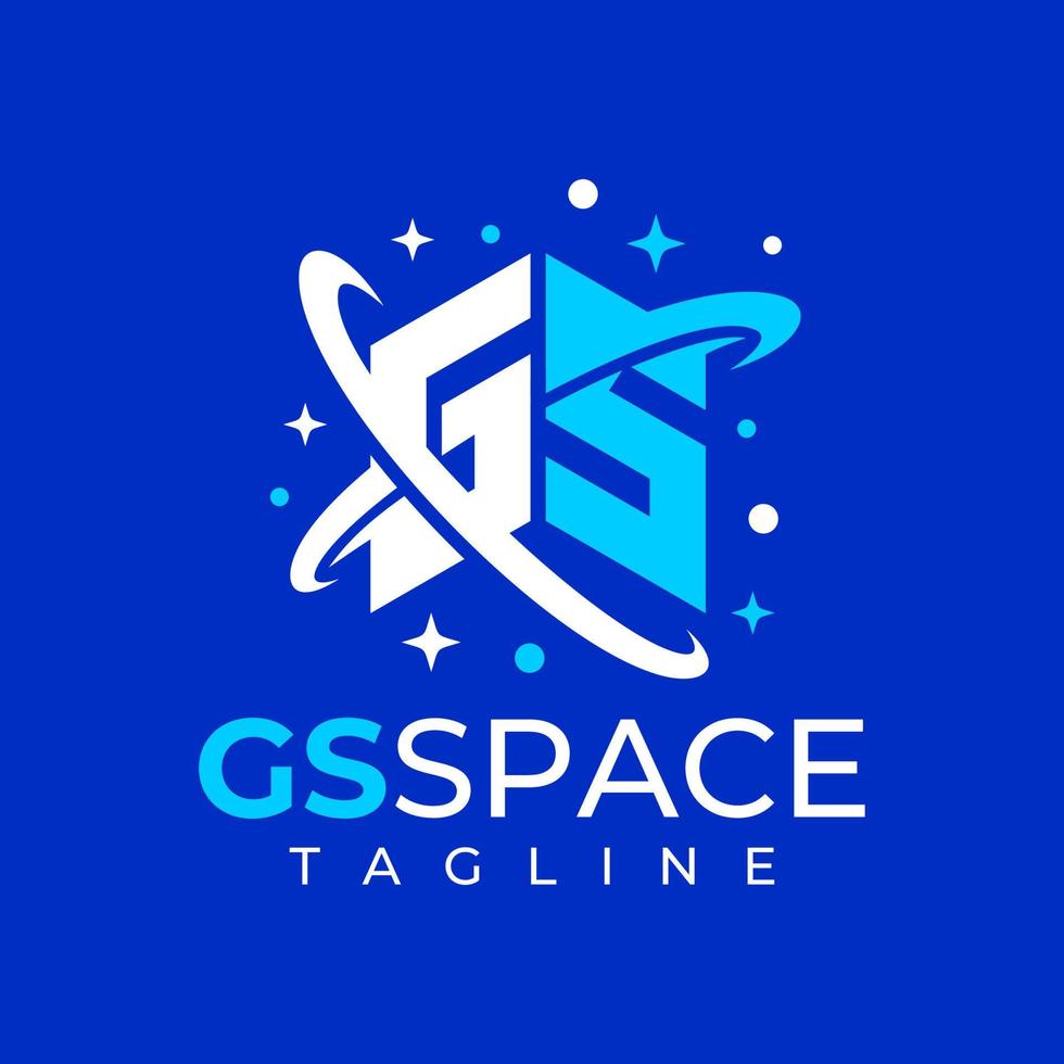 Technology space letter G S GS logo design. Digital planet initial GS logo. vector