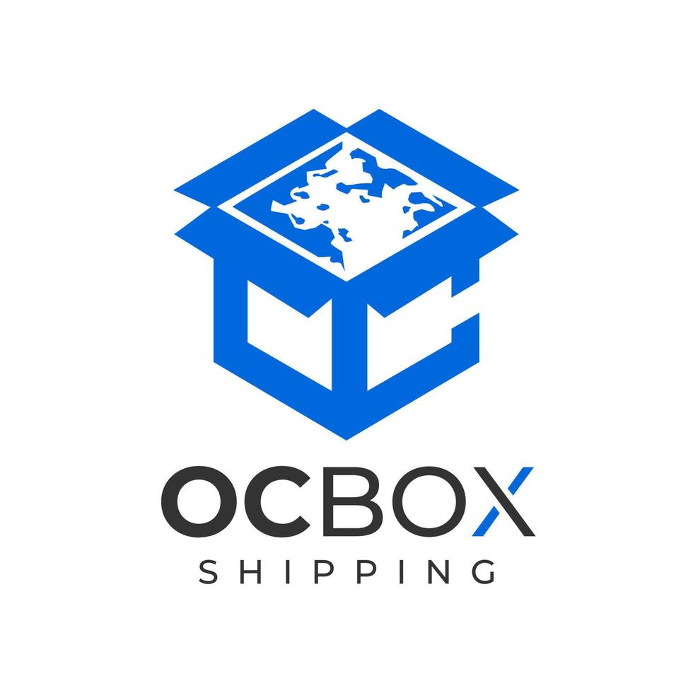 Minimalist shipping packaging letter O C OC logo design. Modern box initial OC. vector