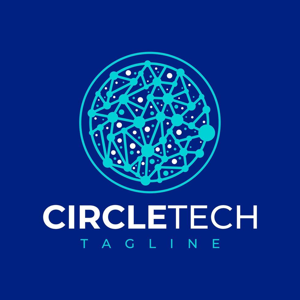 Modern abstract circle plexus logo design. Digital pixel dots round logo brand. vector