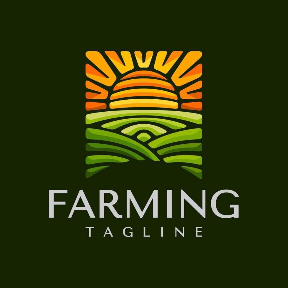 Modern colorful nature farm logo design. Luxury organic farming logo branding. vector