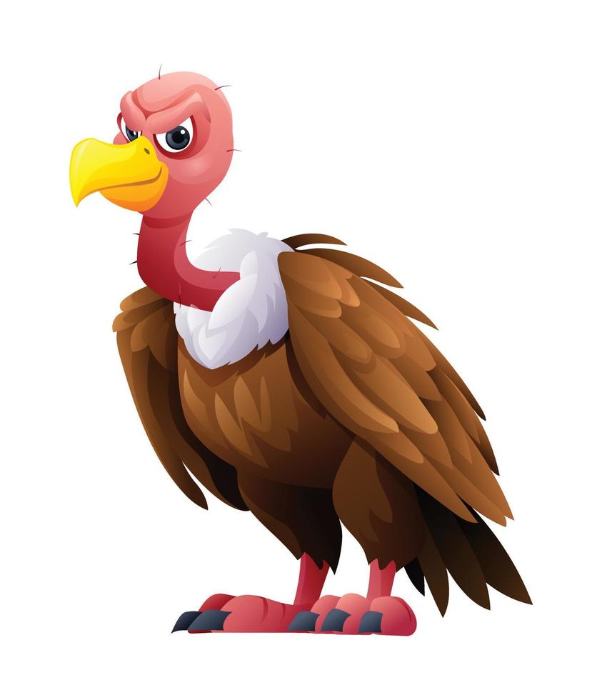 Cute vulture bird cartoon illustration isolated on white background vector