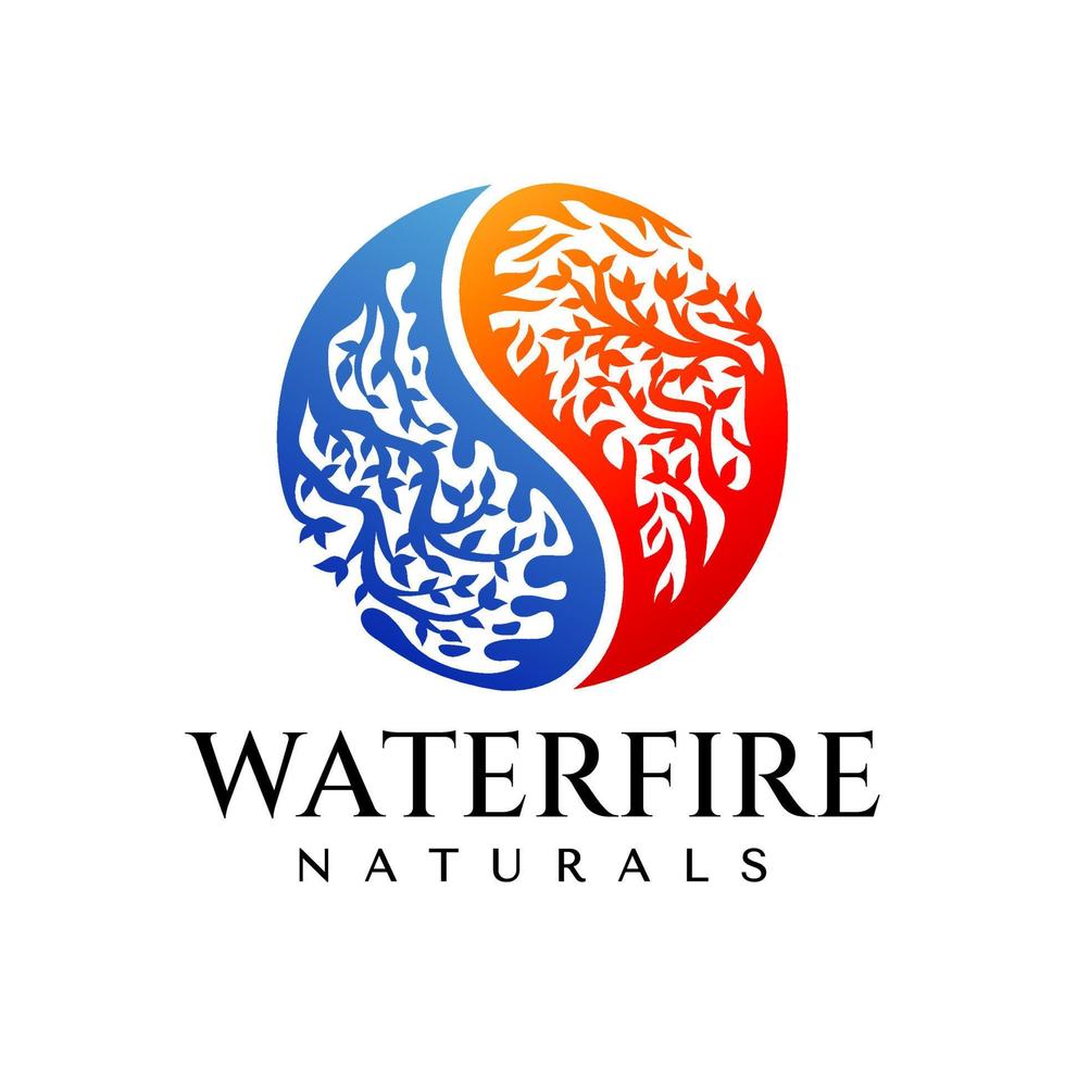 ilustrativo naturaleza agua fuego logo diseño. lujo planta hoja gotita fuego logo. vector