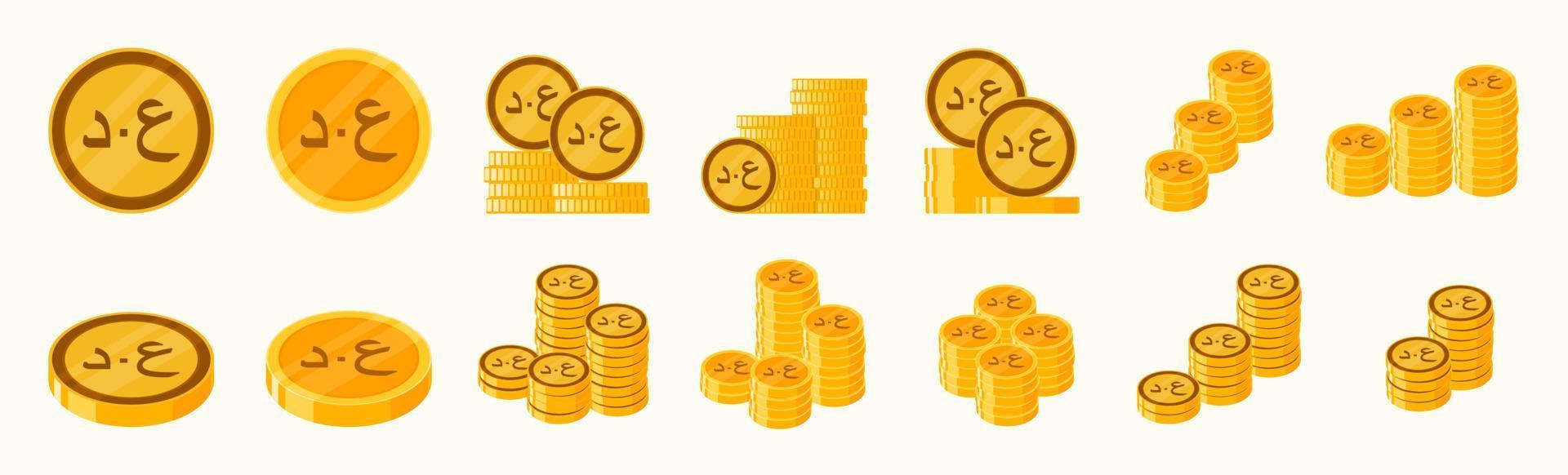iraquí dinar moneda icono conjunto vector
