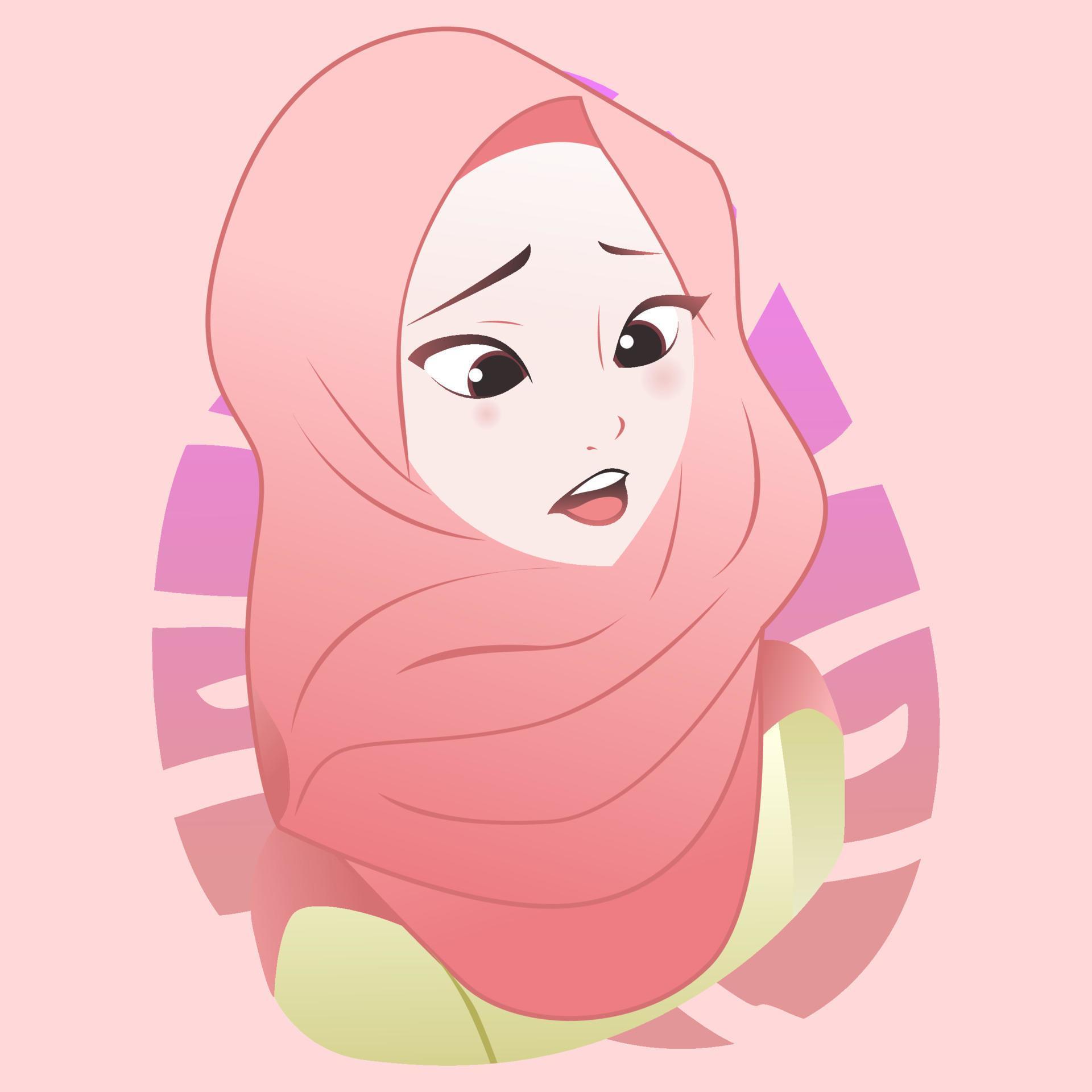 Moslem Islamic Hijab Cute Girl Vector Flat Illustration Design 22142878