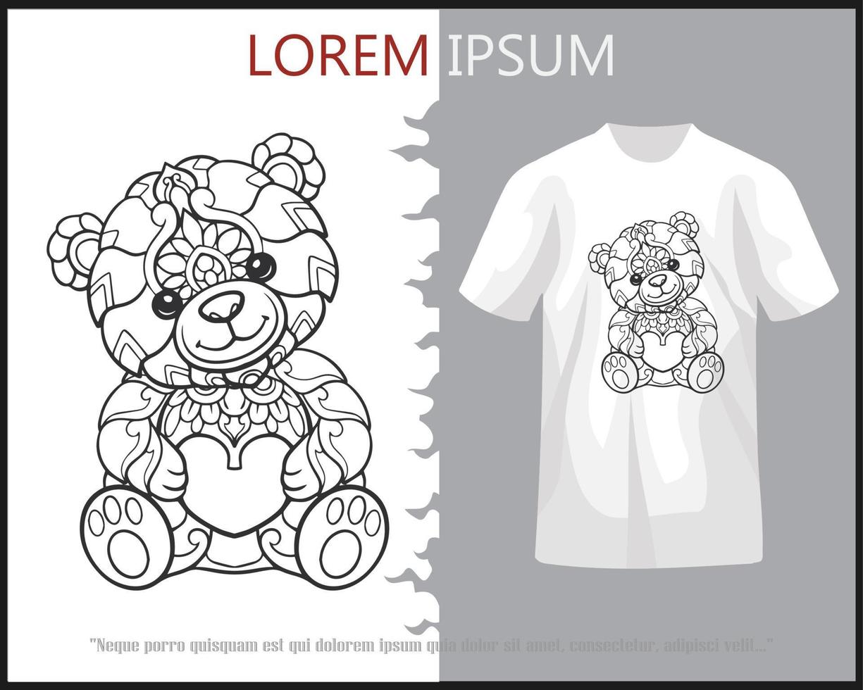 teddy bear mandala arts isolated on  white background vector