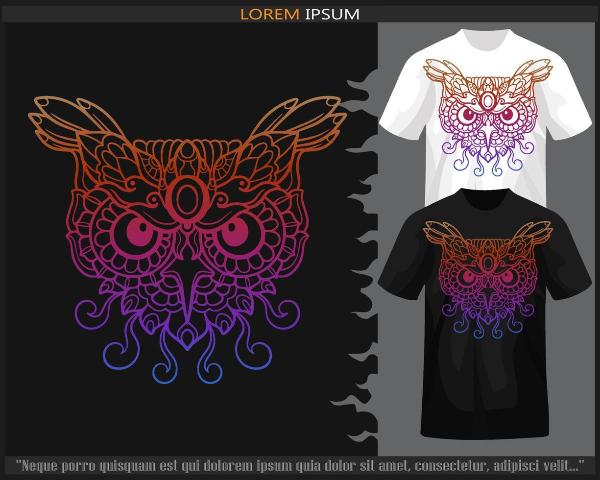 Colorful gradient owl head mandala arts vector