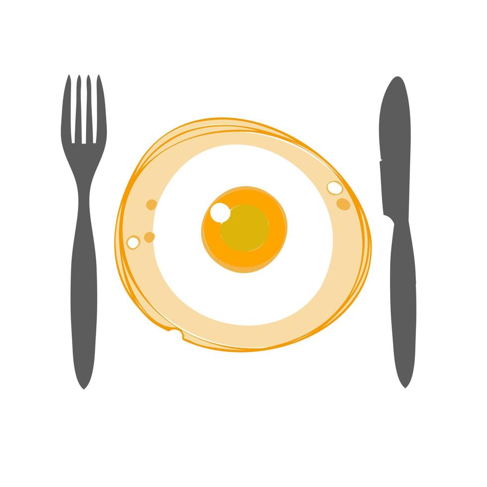 Scrambled eggs with a knife and fork vector