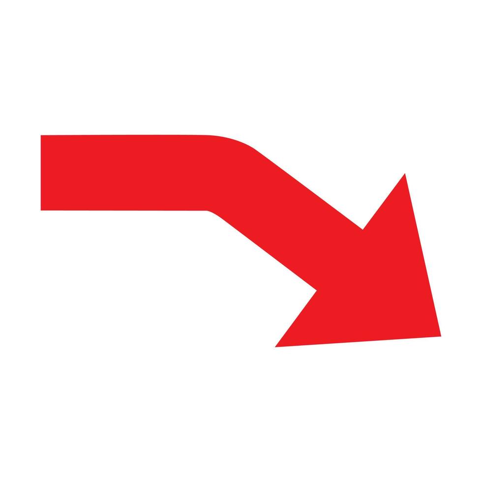 Arrow turning down vector red icon