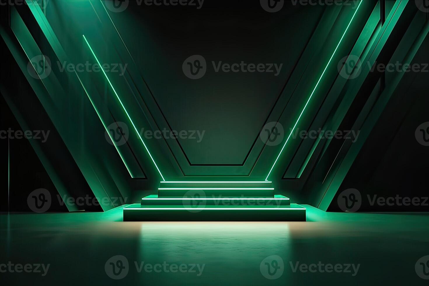 3d podium minimal platform in green background with gold and dates leaf. Podium for product display, presentation, cosmetic, herbal, honey, beauty, and natural product. . photo
