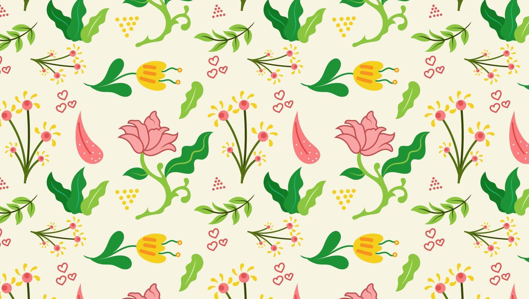 Organic Flat colorful Floral Background of Seamless pattern design for paper, cover, fabric, pacing and other. vector