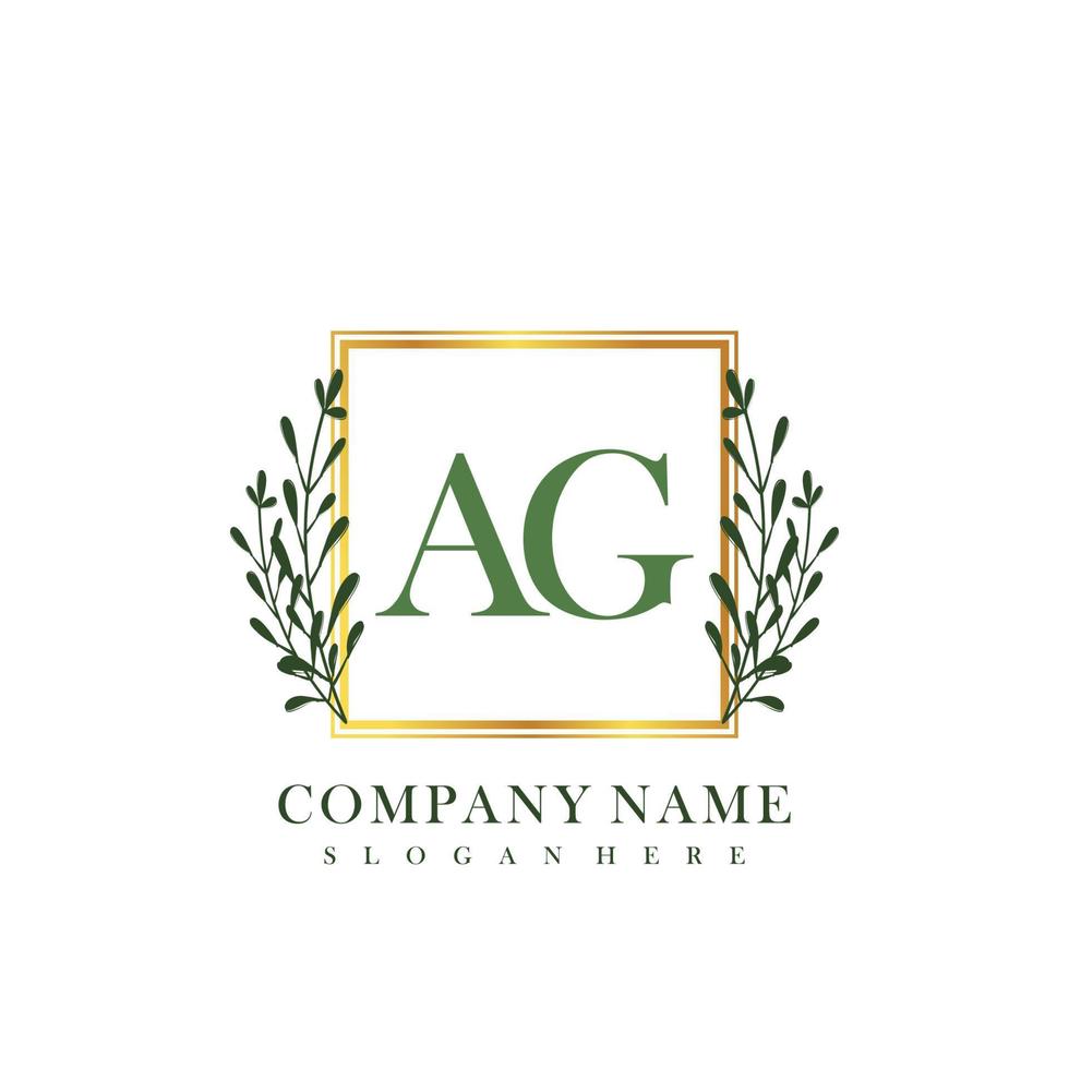 AG Initial beauty floral logo template vector
