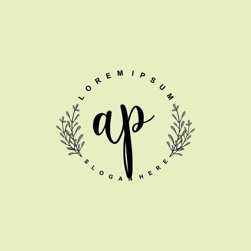 AP Initial beauty floral logo template vector