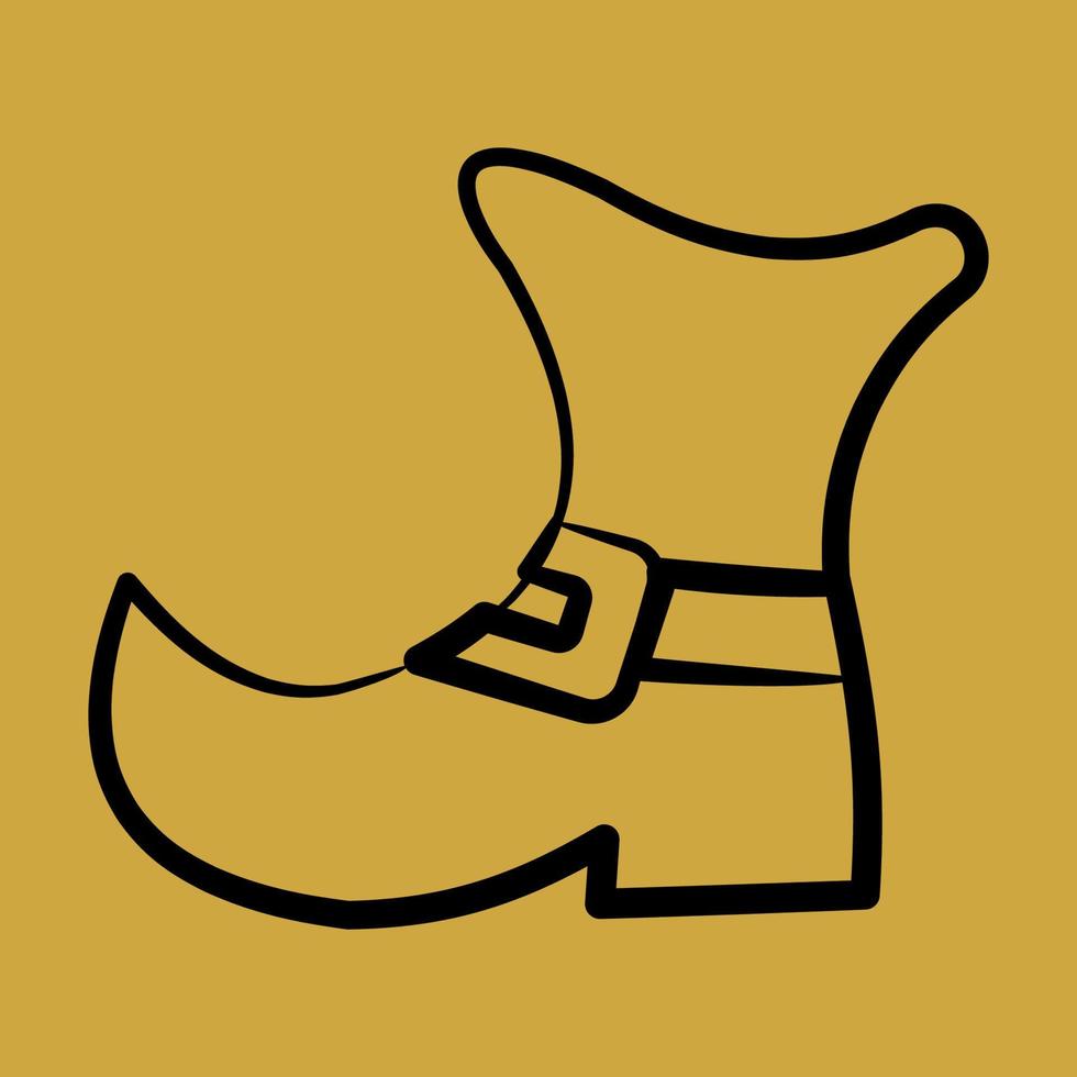 Icon leprechaun shoe. St. Patrick's Day celebration elements. Icons in hand drawn style. Good for prints, posters, logo, party decoration, greeting card, etc. vector